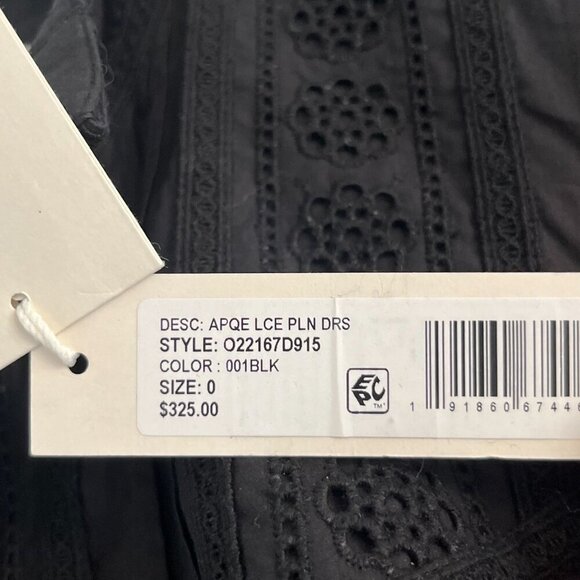 Rebecca Taylor Applique Lace Long Sleeve Poplin Dress Size 0 NWT Black - Picture 6 of 12